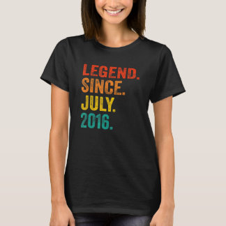 6th Birthday Legend Since July 2016 6 Years Old Vi T-Shirt