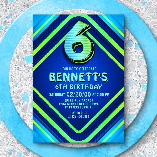 6th Birthday Neon Invitation (Creator Uploaded)