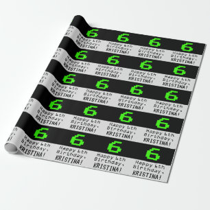6th Birthday - Nerdy / Geeky Style "6" and Name Wrapping Paper