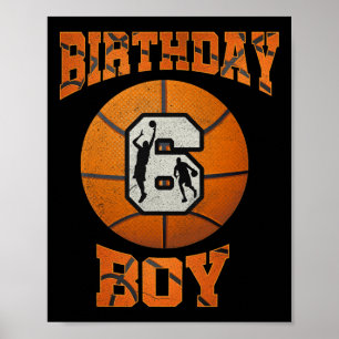 6th Birthday Outfit Boy Bysketbyll Six 6 Year Old Poster
