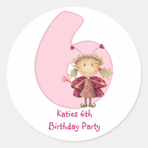 6th birthday party customisable sticker - cute