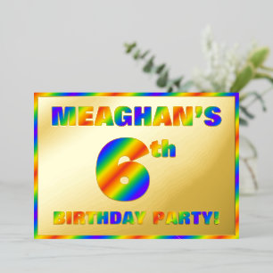 6th Birthday Party — Fun, Rainbow Spectrum “6”