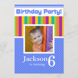 6th Birthday Party Invitations Fun Neon Boy