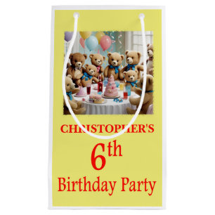 6th Birthday Party Teddy Bears Party Small Gift Bag