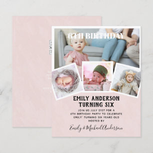 6TH Birthday Photo Collage Invite Boy Girl Mixed