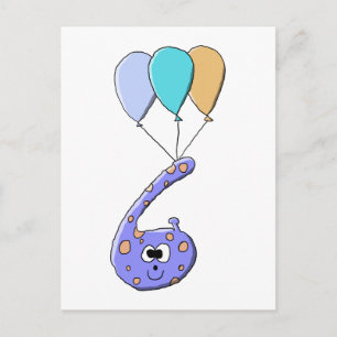 6th Birthday, Purple Birthday Monster Cartoon. Postcard