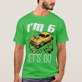 6th Birthday Race Map Im 6 Lets Go Bday Boys Girls T-Shirt