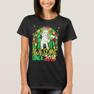 6th Birthday Rainbow 6 Year Old Flossing Unicorn G T-Shirt