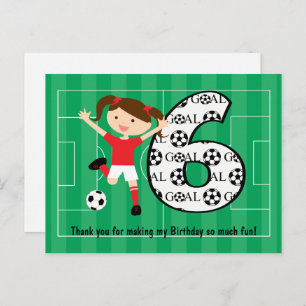 6th Birthday Red and White Soccer Girl 1 Postcard
