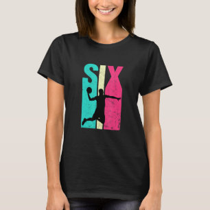 6th Birthday Retro Basketball 6 Years Old Birthday T-Shirt