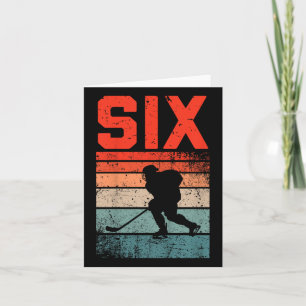 6th Birthday Retro Ice Hockey 6 Years Old Boy Girl Card