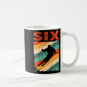 6th birthday retro ski skiing 6 year old boys girl coffee mug