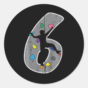 6th Birthday Rock Climbing 6 Six Year Old Bday Boy Classic Round Sticker