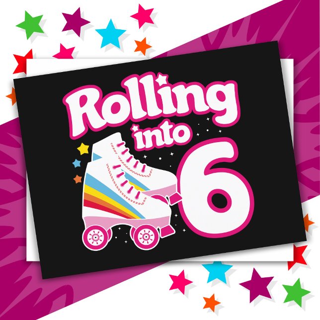 6th Birthday Roller Skating 6 Years Old Skate Postcard (Creator Uploaded)