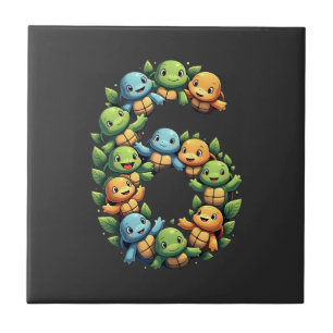 6th Birthday Sea Turtle Tortoise Theme Party 6 Yea Ceramic Tile