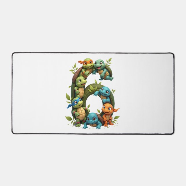 6th Birthday Sea Turtle Tortoise Theme Party 6 Yea Desk Mat (Front)
