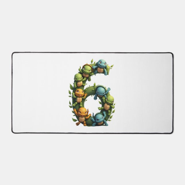 6th Birthday Sea Turtle Tortoise Theme Party 6 Yea Desk Mat (Front)