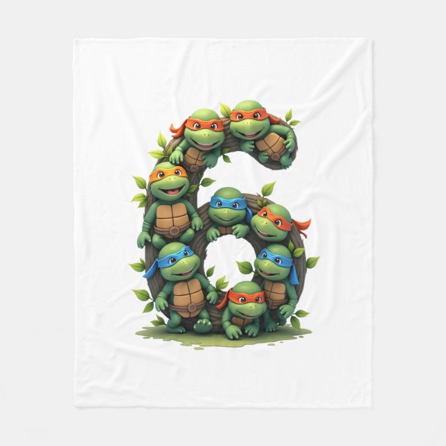 6th Birthday Sea Turtle Tortoise Theme Party 6 Yea Fleece Blanket (Front)