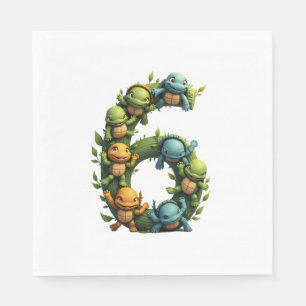 6th Birthday Sea Turtle Tortoise Theme Party 6 Yea Napkin
