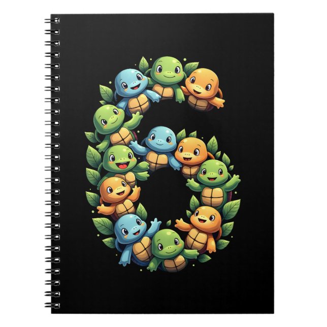 6th Birthday Sea Turtle Tortoise Theme Party 6 Yea Notebook (Front)