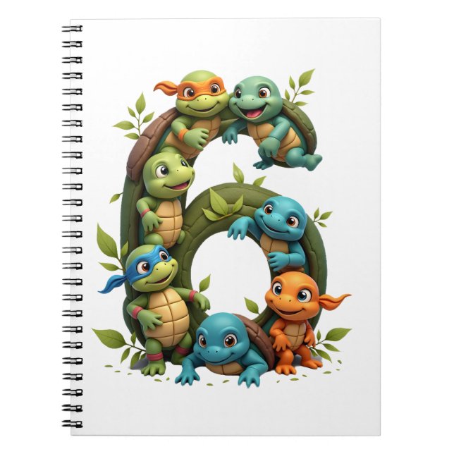 6th Birthday Sea Turtle Tortoise Theme Party 6 Yea Notebook (Front)