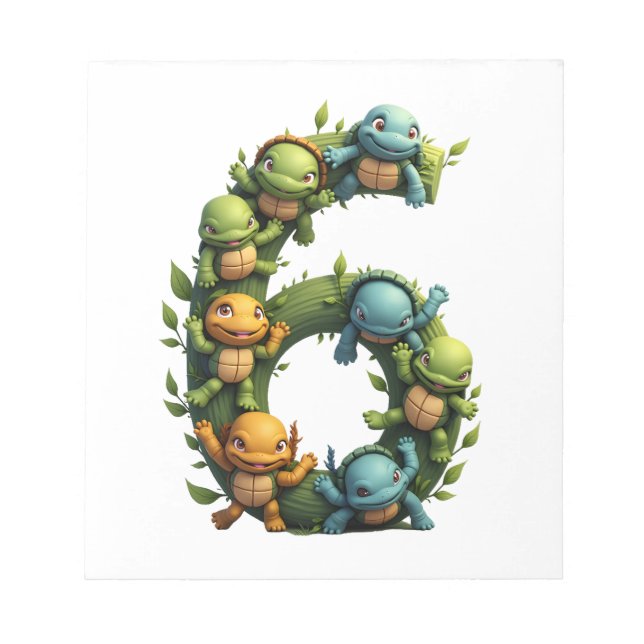 6th Birthday Sea Turtle Tortoise Theme Party 6 Yea Notepad (Front)