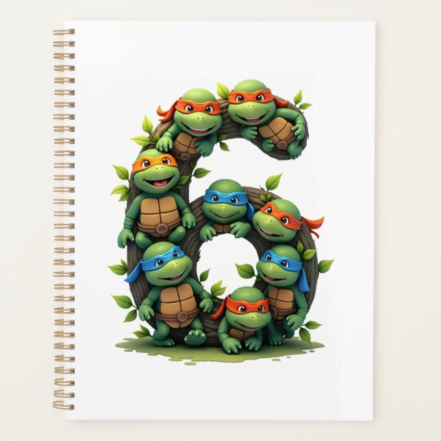 6th Birthday Sea Turtle Tortoise Theme Party 6 Yea Planner (Front)