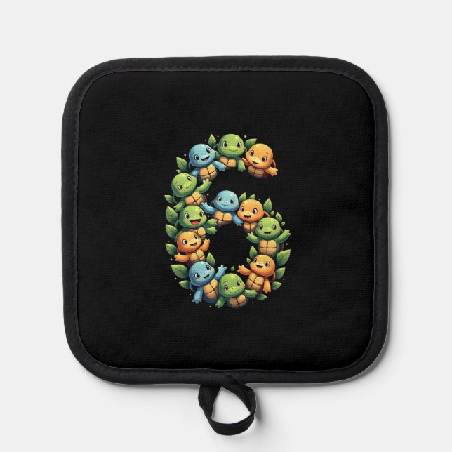 6th Birthday Sea Turtle Tortoise Theme Party 6 Yea Pot Holder (Front)