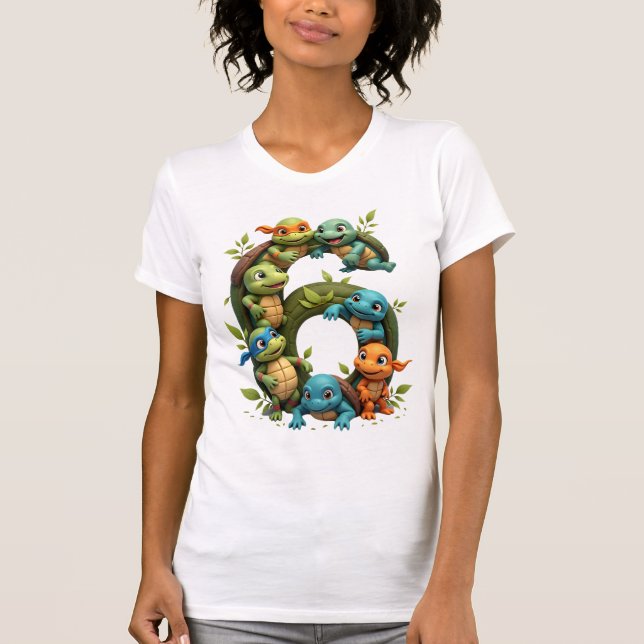 6th Birthday Sea Turtle Tortoise Theme Party 6 Yea T-Shirt (Front)