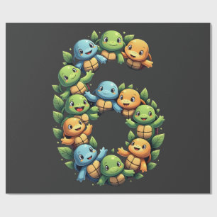 6th Birthday Sea Turtle Tortoise Theme Party 6 Yea Wrapping Paper