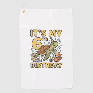 6th Birthday Sea Turtle Vintage Engraving Design_1 Golf Towel