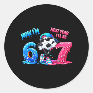 6th Birthday Soccer Drip Kids Boys Girls 6 Year Classic Round Sticker