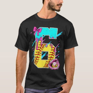 6th Birthday Softll Ice Cream Drip Bow 6 Years Kid T-Shirt