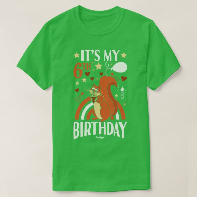 6th Birthday Squirrel T-Shirt (Design Front)