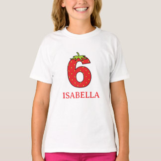 6th Birthday strawberry theme Party T-Shirt