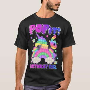 6th Birthday Unicorn Fidget Pop It Birthday Girl 6 T-Shirt
