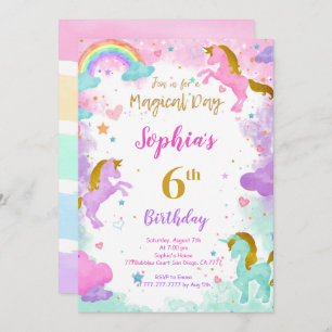 6th Birthday Unicorn Invitation