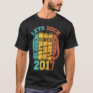 6th Birthday Vintage 2017 Retro 6 Years old Guitar T-Shirt