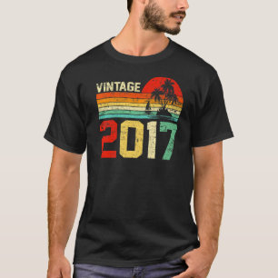 6th Birthday Vintage 2017 Retro Boy Girl 6 Years T-Shirt