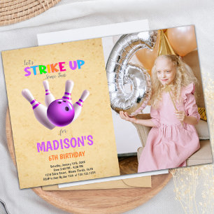6th Bowling Birthday Invitations with photo