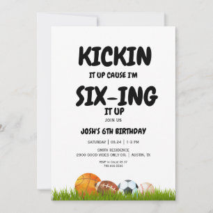 6th Boy's Kickin it Up Birthday Party Invitation