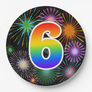 6th Event - Fun, Colourful, Bold, Rainbow 6 Paper Plate