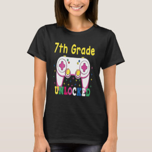 6th Grade Achieved 7th Grade Unlocked Retro Colorf T-Shirt