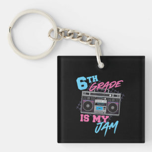 6th Grade Is My Jam Vintage 80s Boombox Student Key Ring