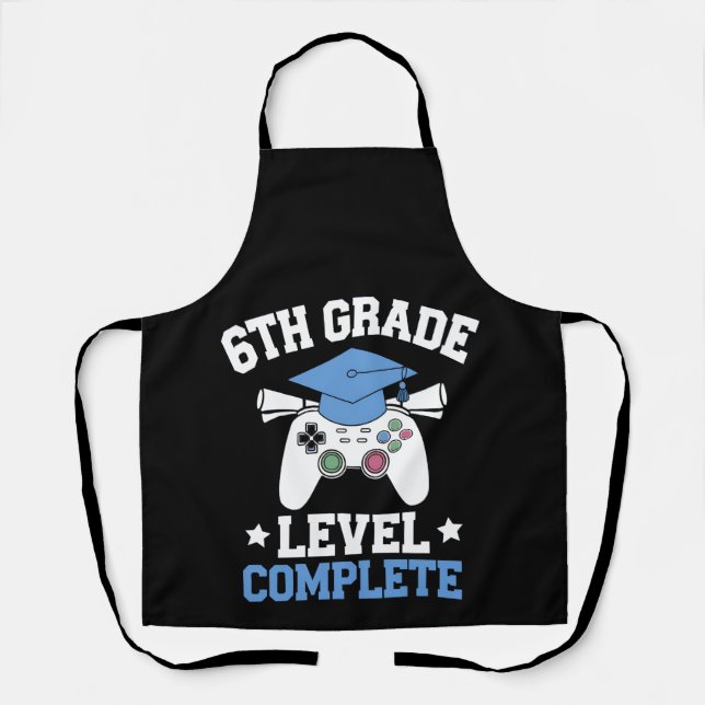6th Grade Level Complete Gamer Gaming Graduation Apron (Front)