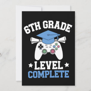 6th Grade Level Complete Gamer Gaming Graduation Invitation