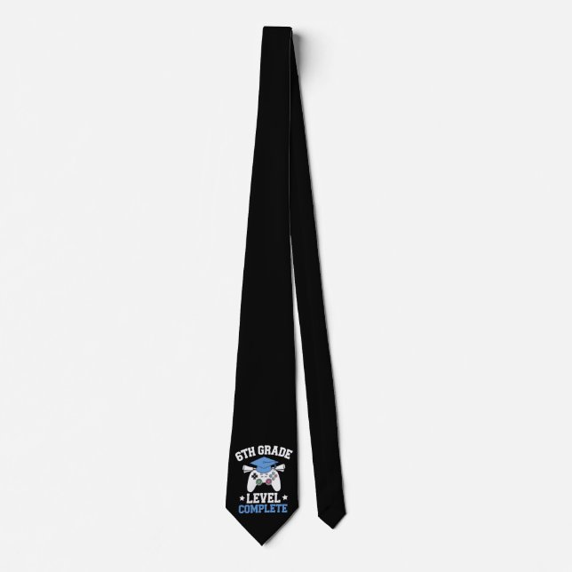 6th Grade Level Complete Gamer Gaming Graduation Tie (Front)