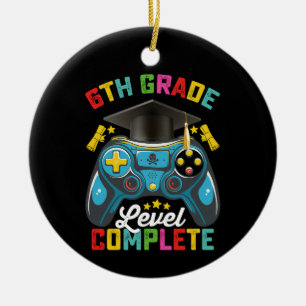 6th Grade Level Complete Graduation Gaming Gamer Ceramic Ornament