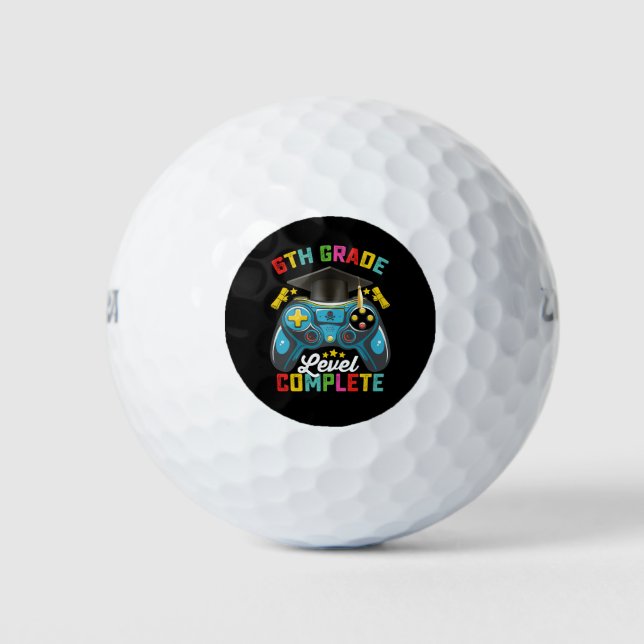6th Grade Level Complete Graduation Gaming Gamer Golf Balls (Front)