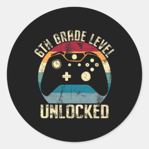 6th Grade Level Unlocked Back To School First Day Classic Round Sticker
